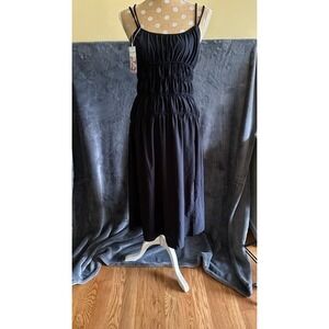Halara Black Breezeful Backless Split‎ Hem Flowy Midi Quick Dry Slip Dress Small